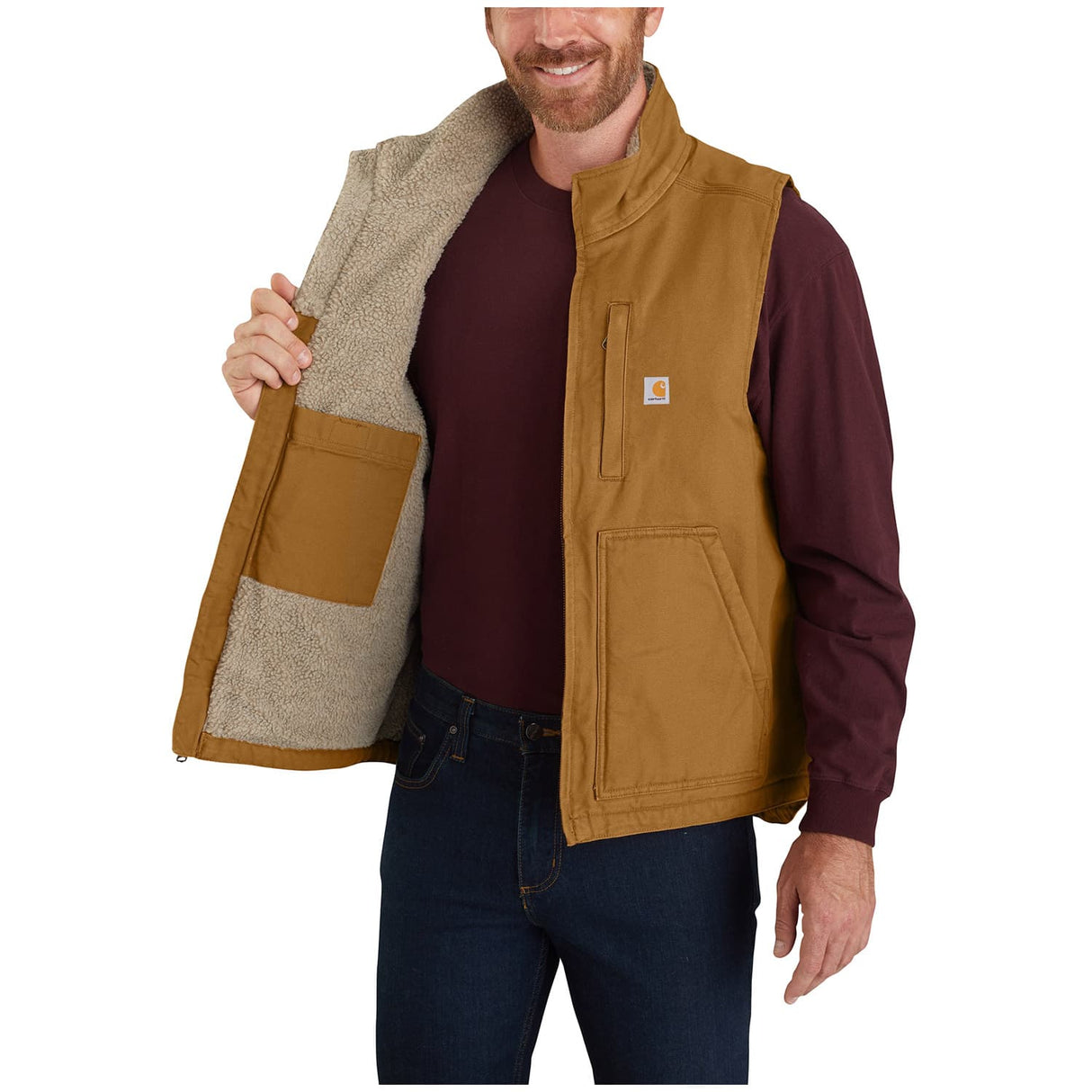 Carhartt Loose Fit Washed Duck Sherpa-Lined Mock-Neck Men's Vest