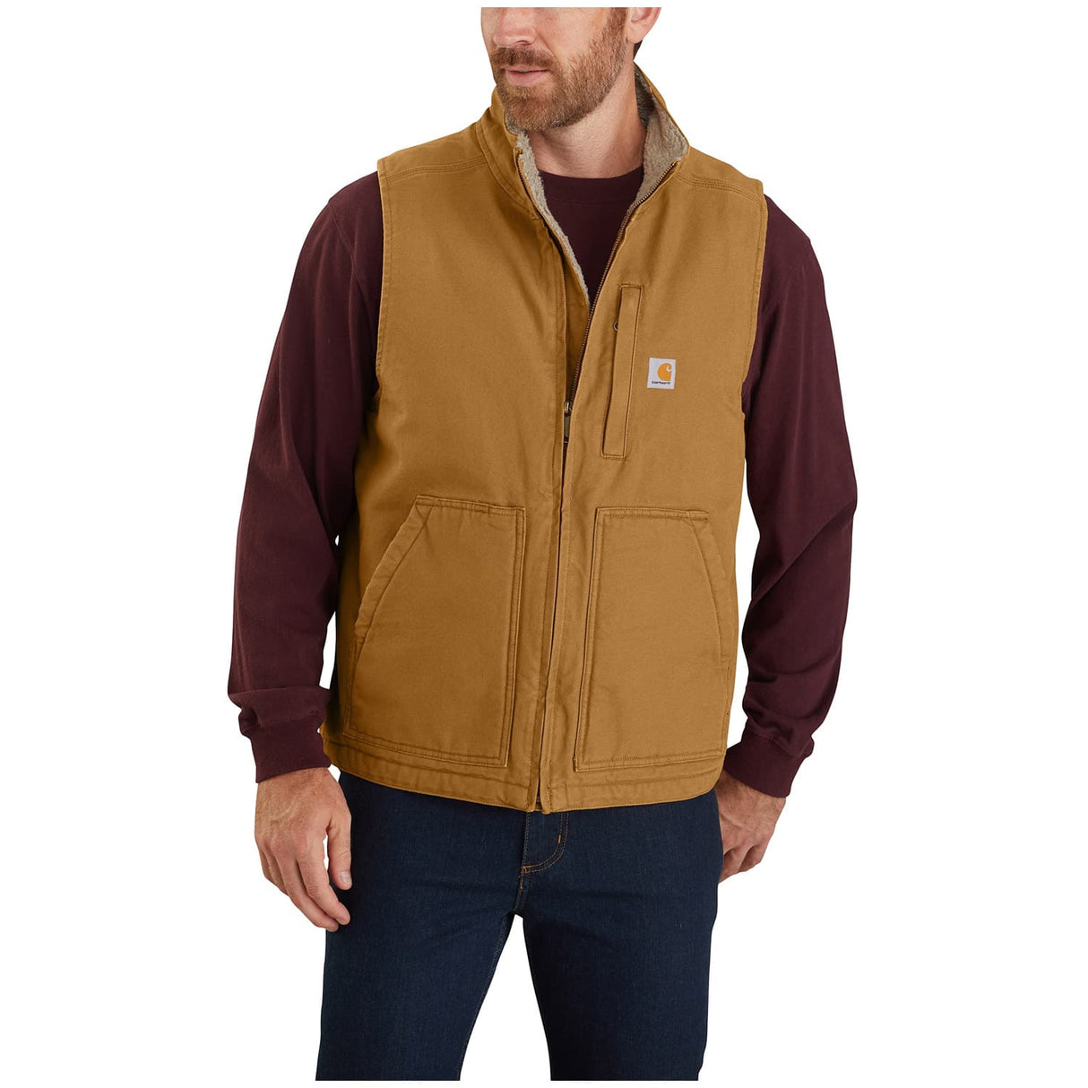 Carhartt Loose Fit Washed Duck Sherpa-Lined Mock-Neck Men's Vest