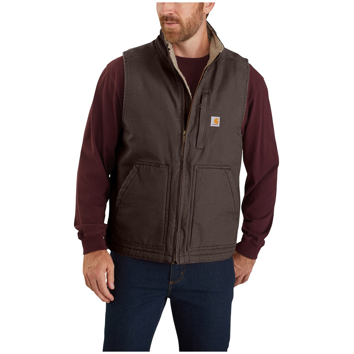 Carhartt Loose Fit Washed Duck Sherpa-Lined Mock-Neck Men's Vest