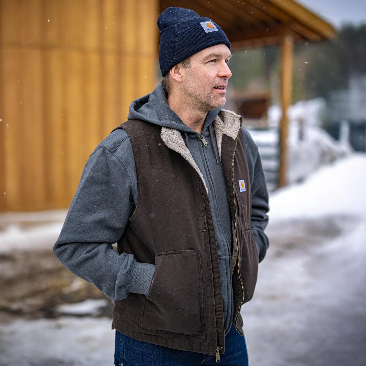 Carhartt Loose Fit Washed Duck Sherpa-Lined Mock-Neck Men's Vest