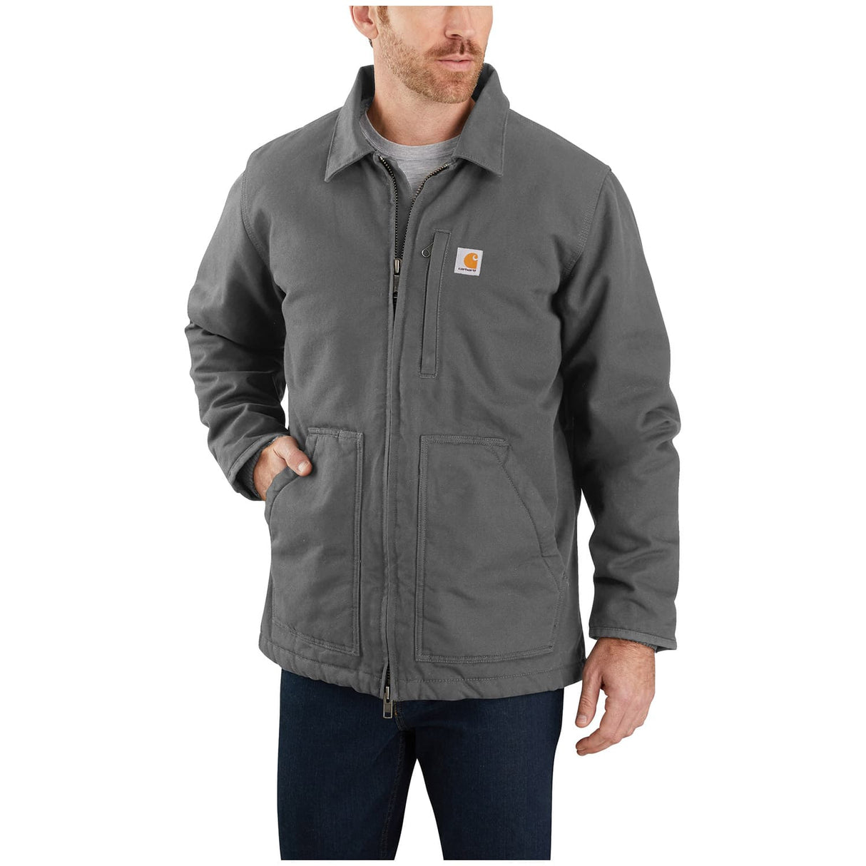 Carhartt Men's Loose Fit Washed Duck Sherpa-Lined Coat