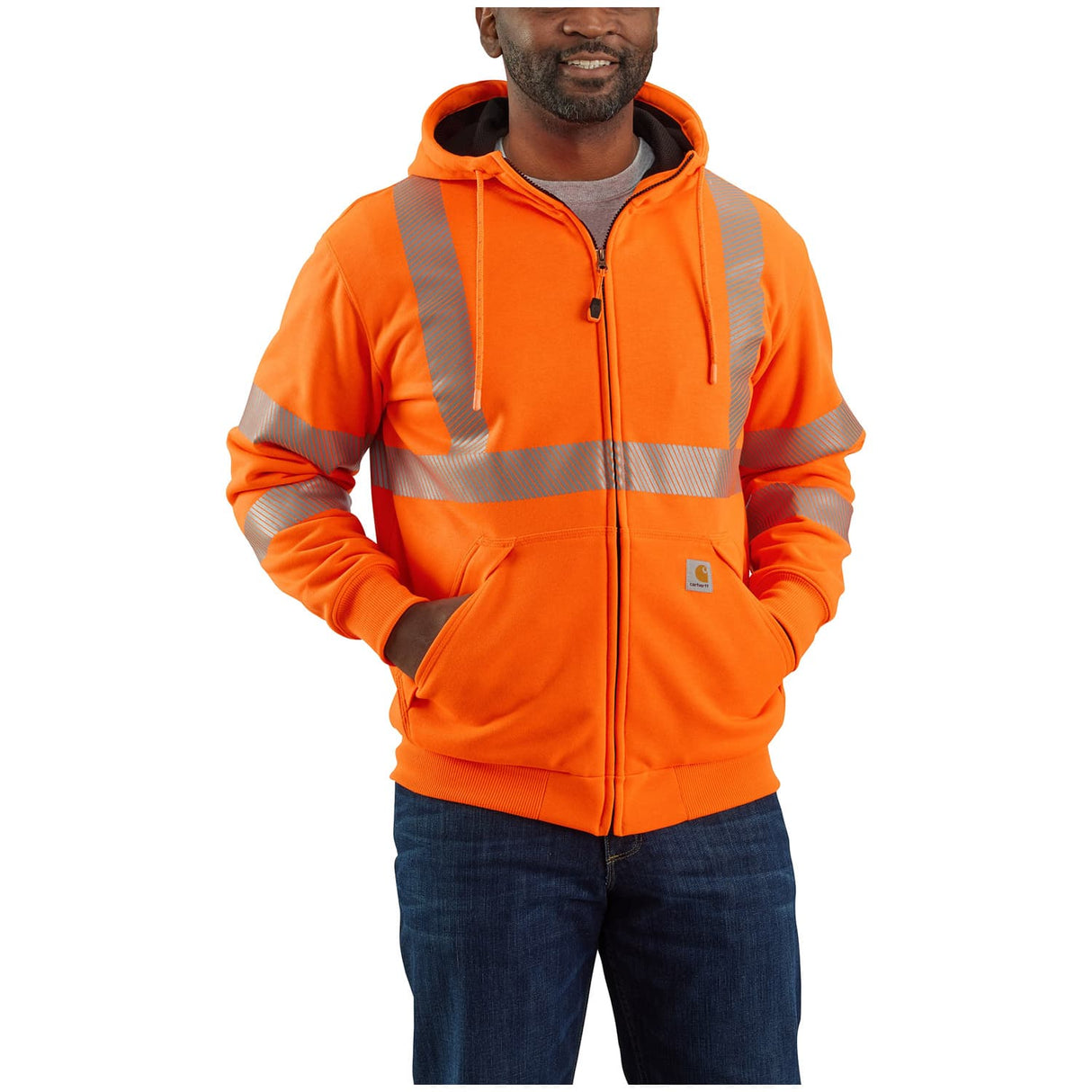 Carhartt High-Visibility Rain Defender Loose Fit Midweight Thermal Zip Class 3 Hooded Sweatshirt