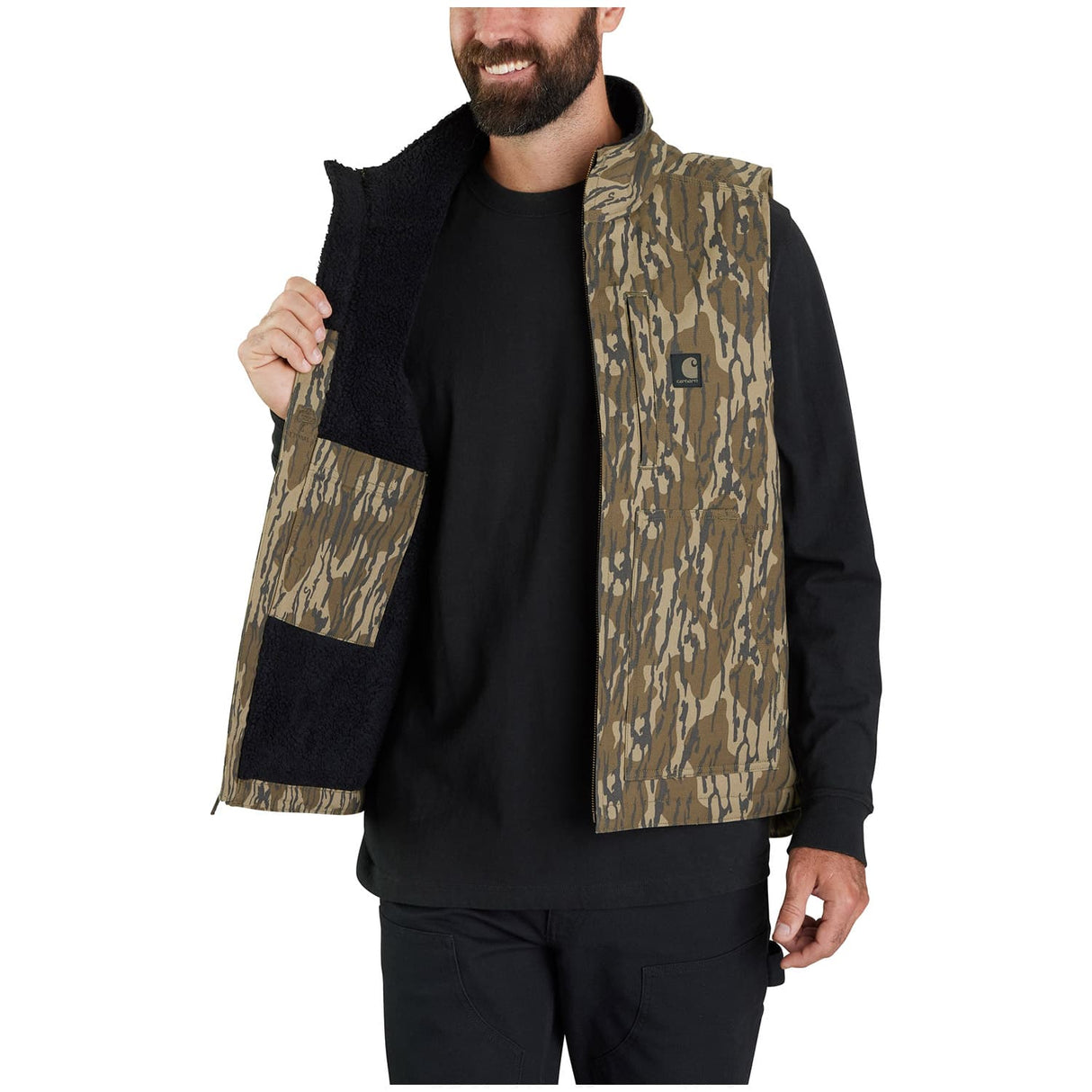 Carhartt Rugged Flex Duck Loose Fit Sherpa-Lined Camo Men's Mock-Neck Vest
