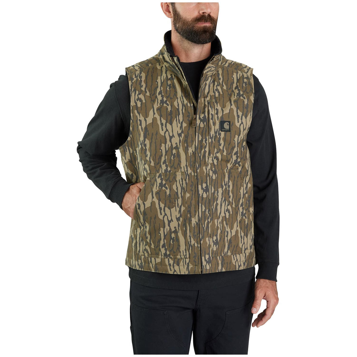 Carhartt Rugged Flex Duck Loose Fit Sherpa-Lined Camo Men's Mock-Neck Vest
