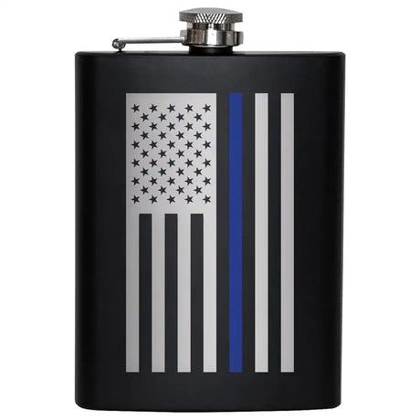 Thin Blue Line US Flag Stainless Steel Flask
