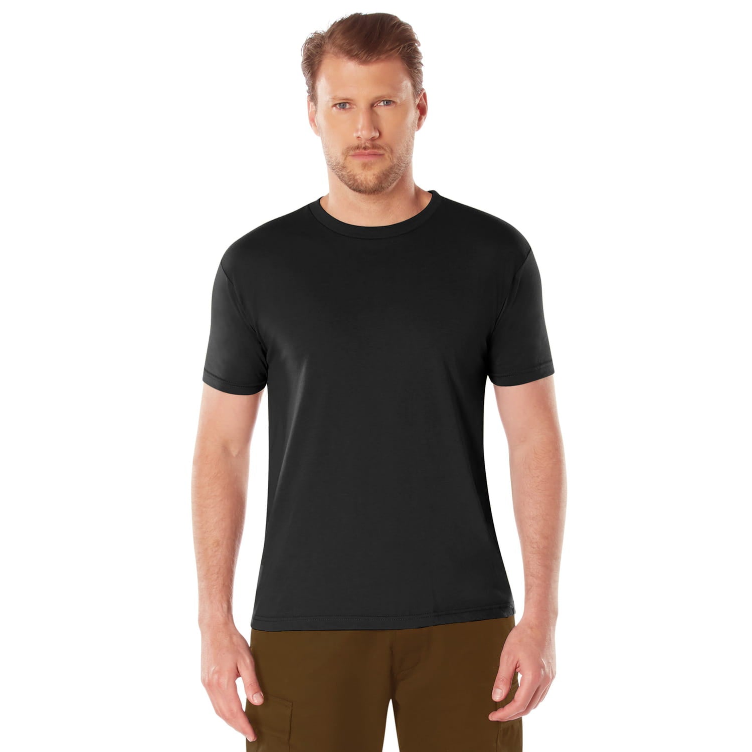 Black Athletic Fit Crew Neck Military T-Shirt