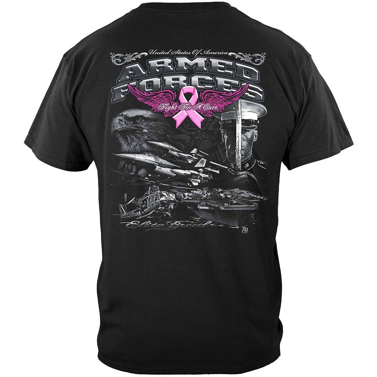 Elite Breed Armed Forces Fight Breast Cancer T-Shirt - Black