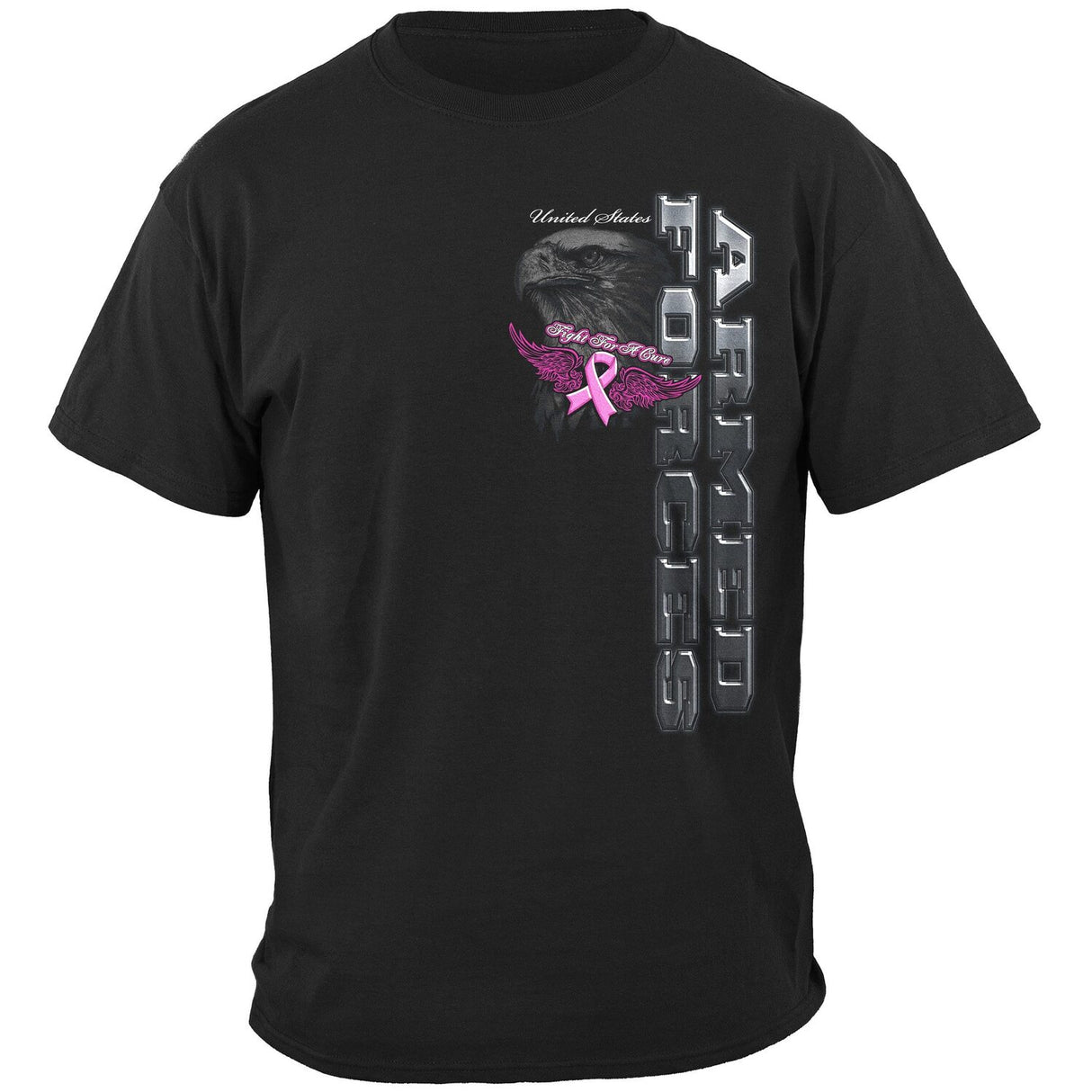 Elite Breed Armed Forces Fight Breast Cancer T-Shirt - Black