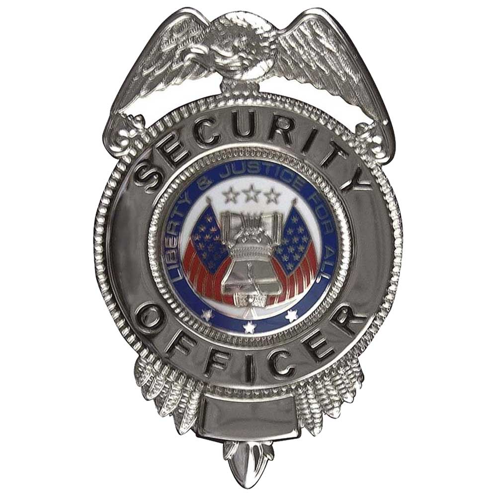 Round Security Officer Badge with US Flags & Eagle