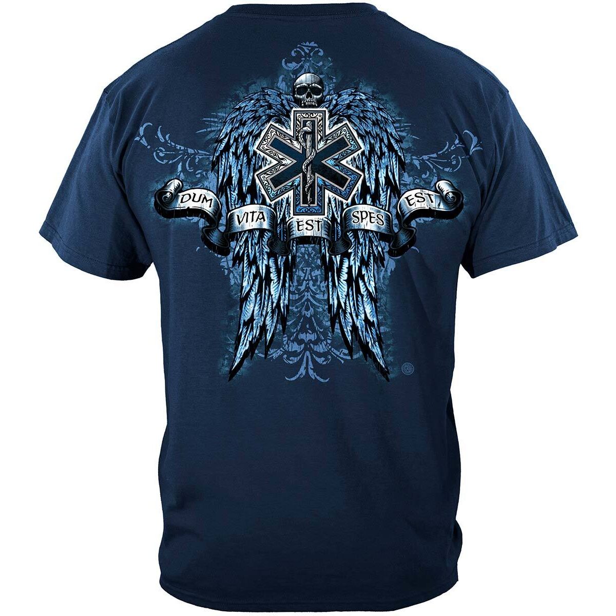 Semper Paratus Skull and Wings EMS T-Shirt - Navy