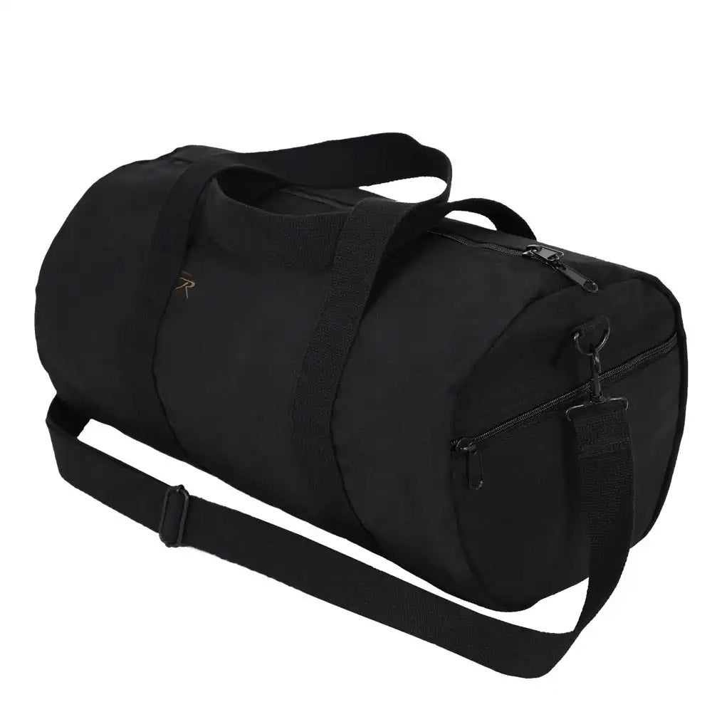 19-Inch Black Canvas Military Duffle Bag