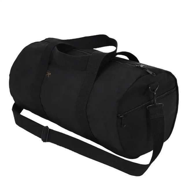 19-Inch Black Canvas Military Duffle Bag