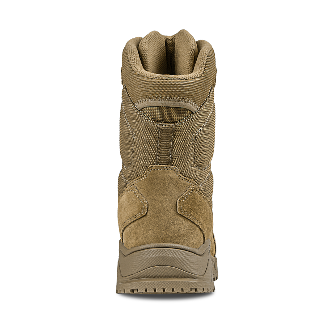 The Condor Brigade 8-inch Tactical Boots - AR670 are shown from the back, featuring a rugged sole, reinforced heel, and padded collar, all displayed against a white background.
