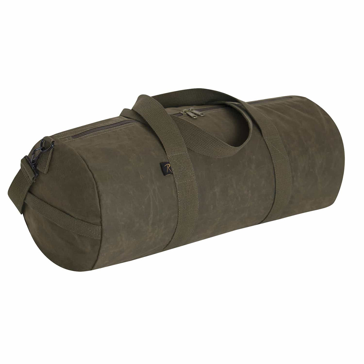 24-Inch Vintage Round Waxed Canvas Duffle Bag