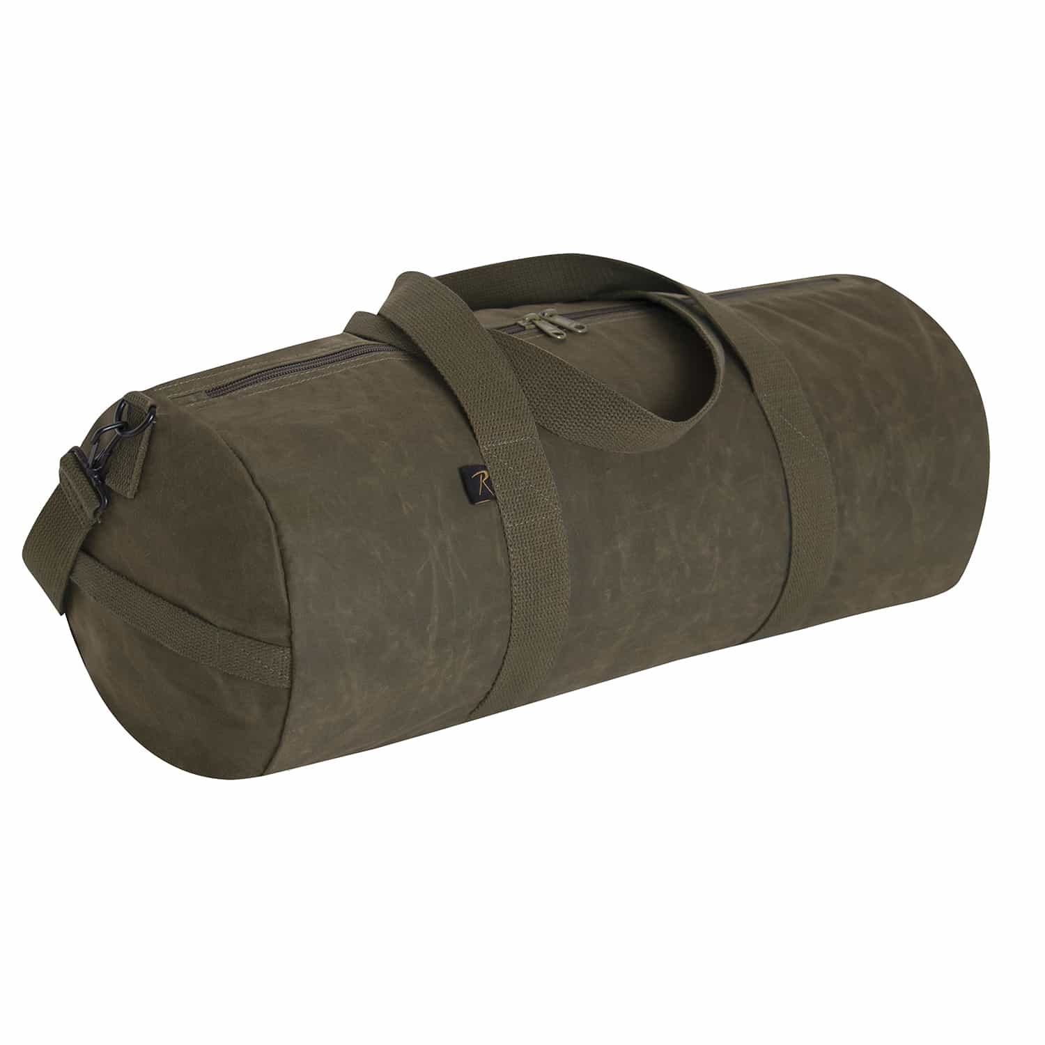 24-Inch Vintage Round Waxed Canvas Duffle Bag