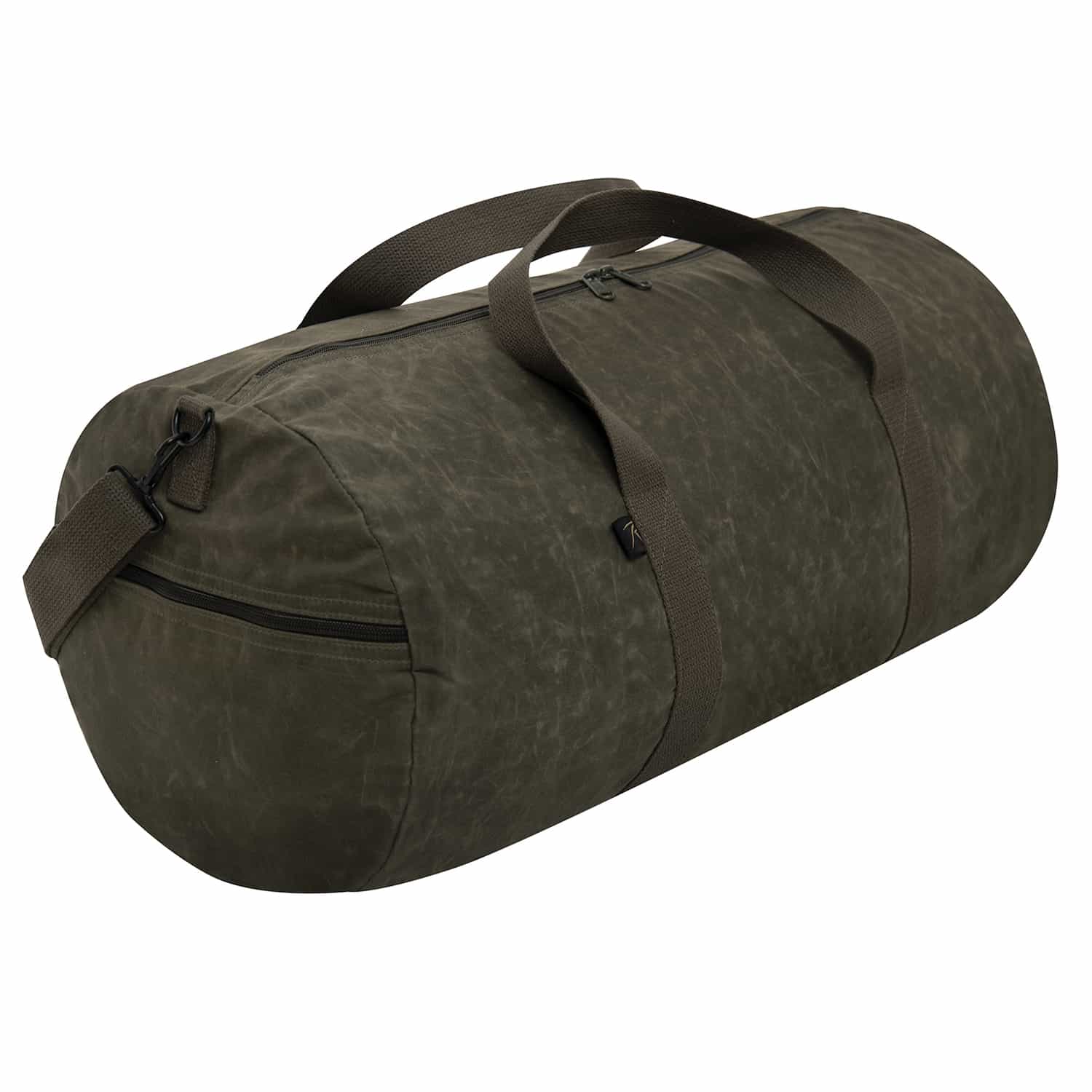 24-Inch Vintage Round Waxed Canvas Duffle Bag