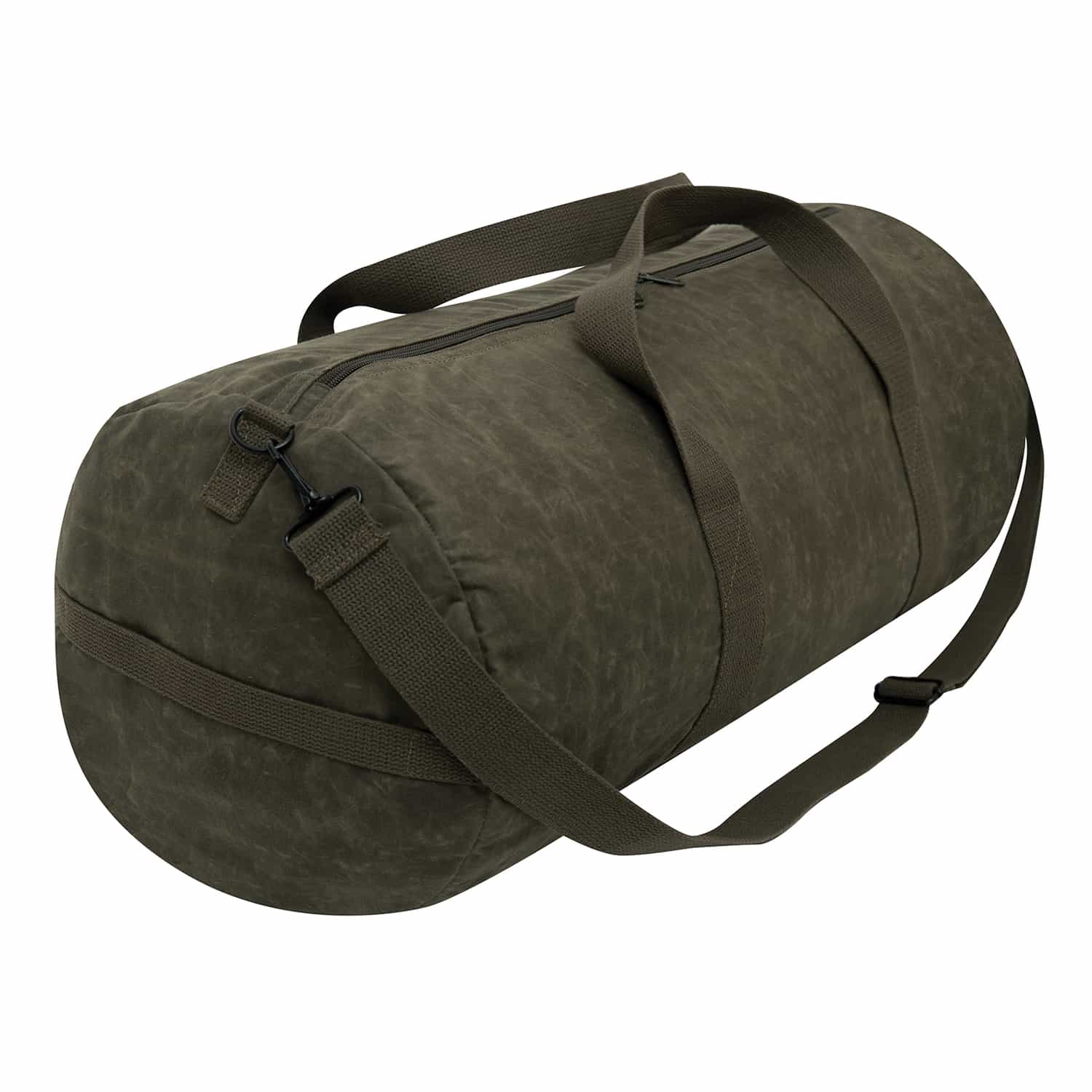24-Inch Vintage Round Waxed Canvas Duffle Bag