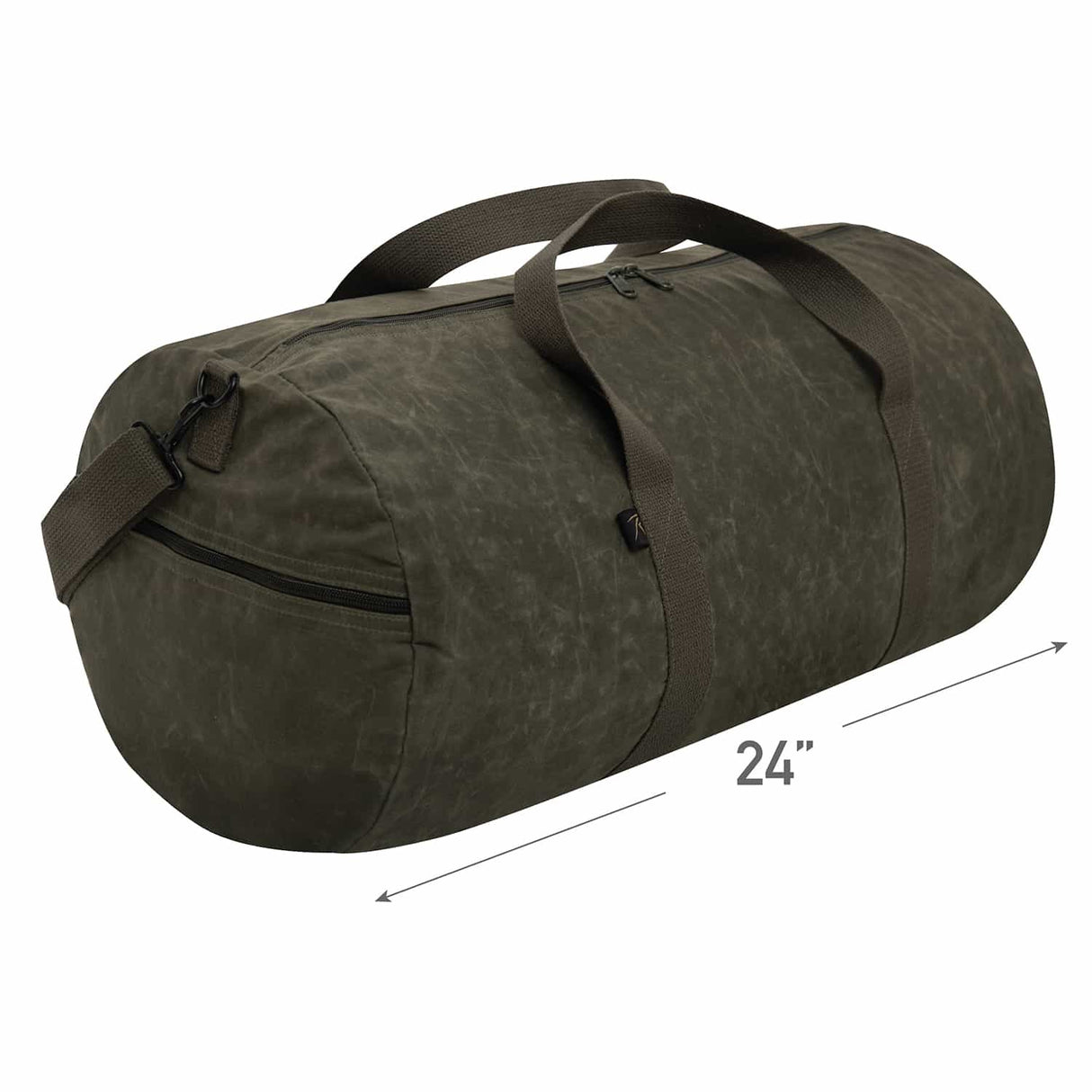24-Inch Vintage Round Waxed Canvas Duffle Bag