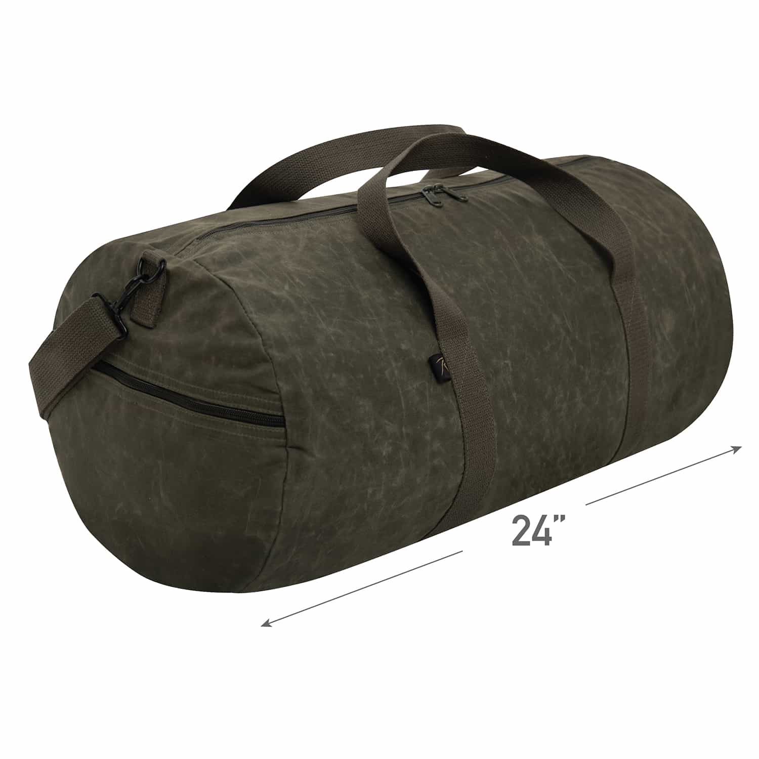 24-Inch Vintage Round Waxed Canvas Duffle Bag