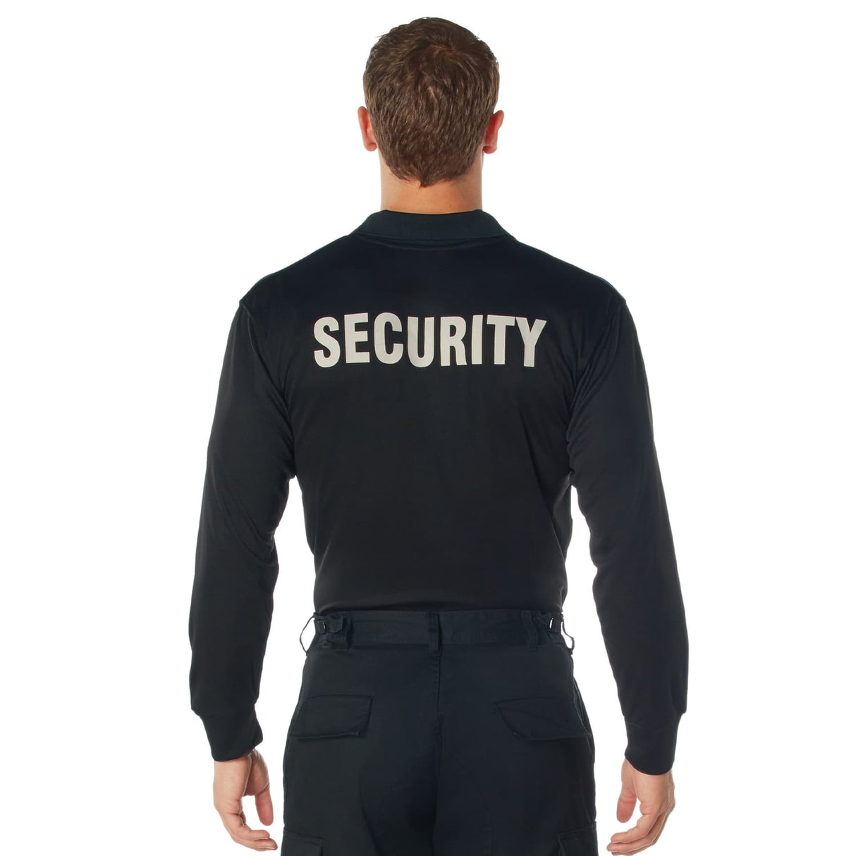 Security Black Moisture Wicking Long Sleeve Polo Shirt