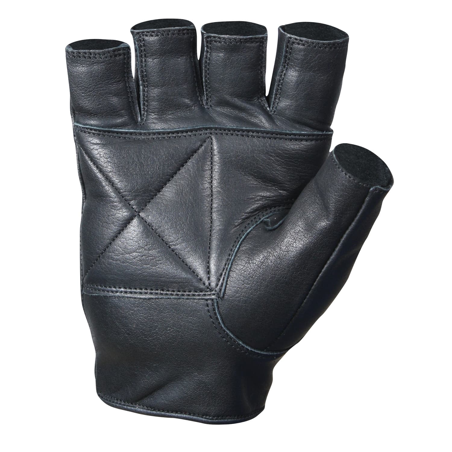 Fingerless Black Leather Biker Gloves