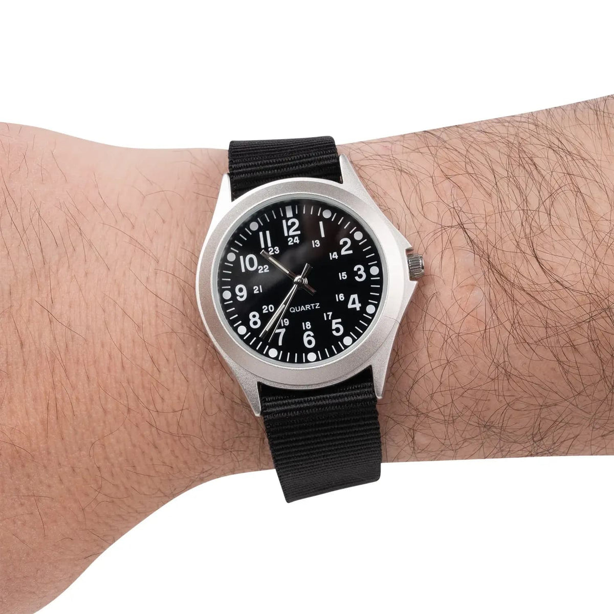 Black Quartz Movement Analog Military Watch