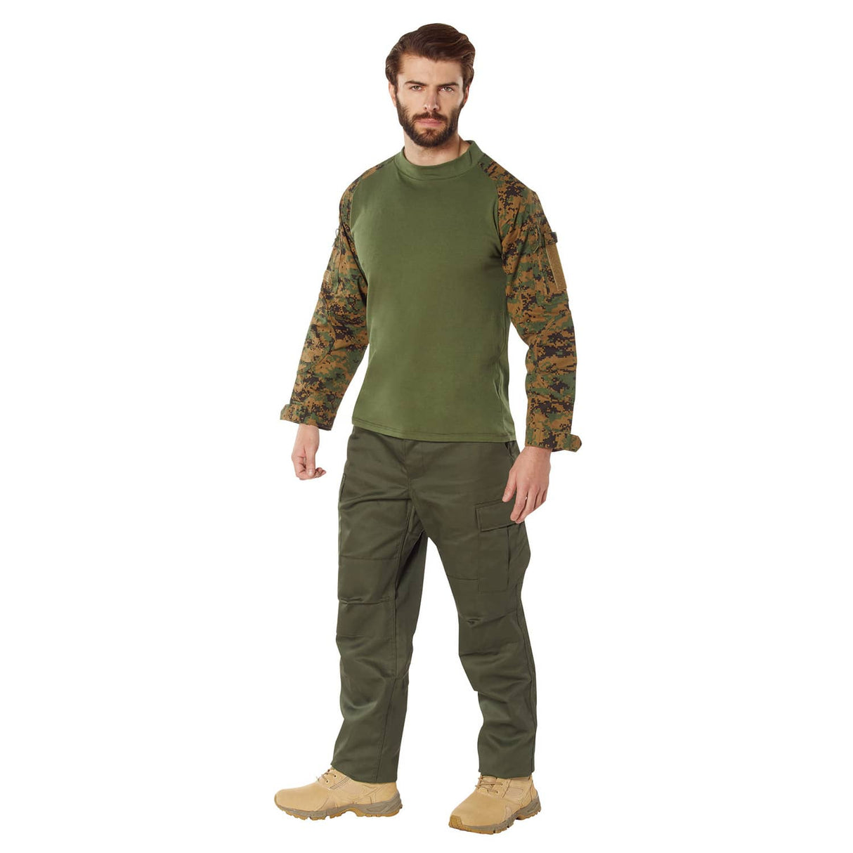 Green Digital Camo Tactical Airsoft Combat Shirt