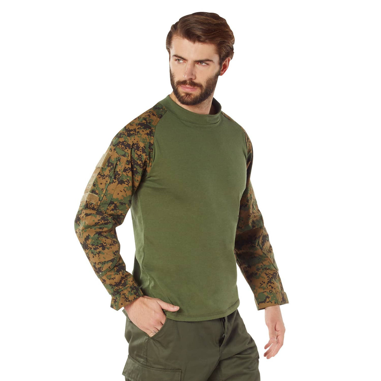 Green Digital Camo Tactical Airsoft Combat Shirt