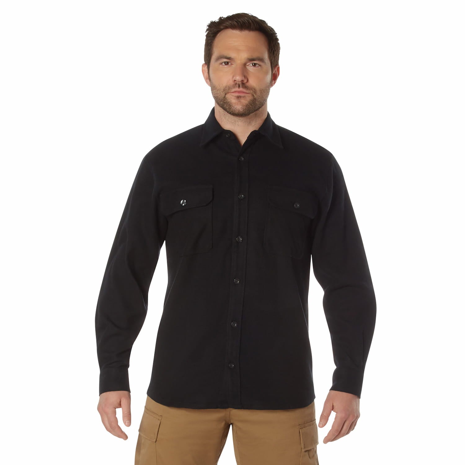 Heavyweight Solid Flannel Button Down Shirt