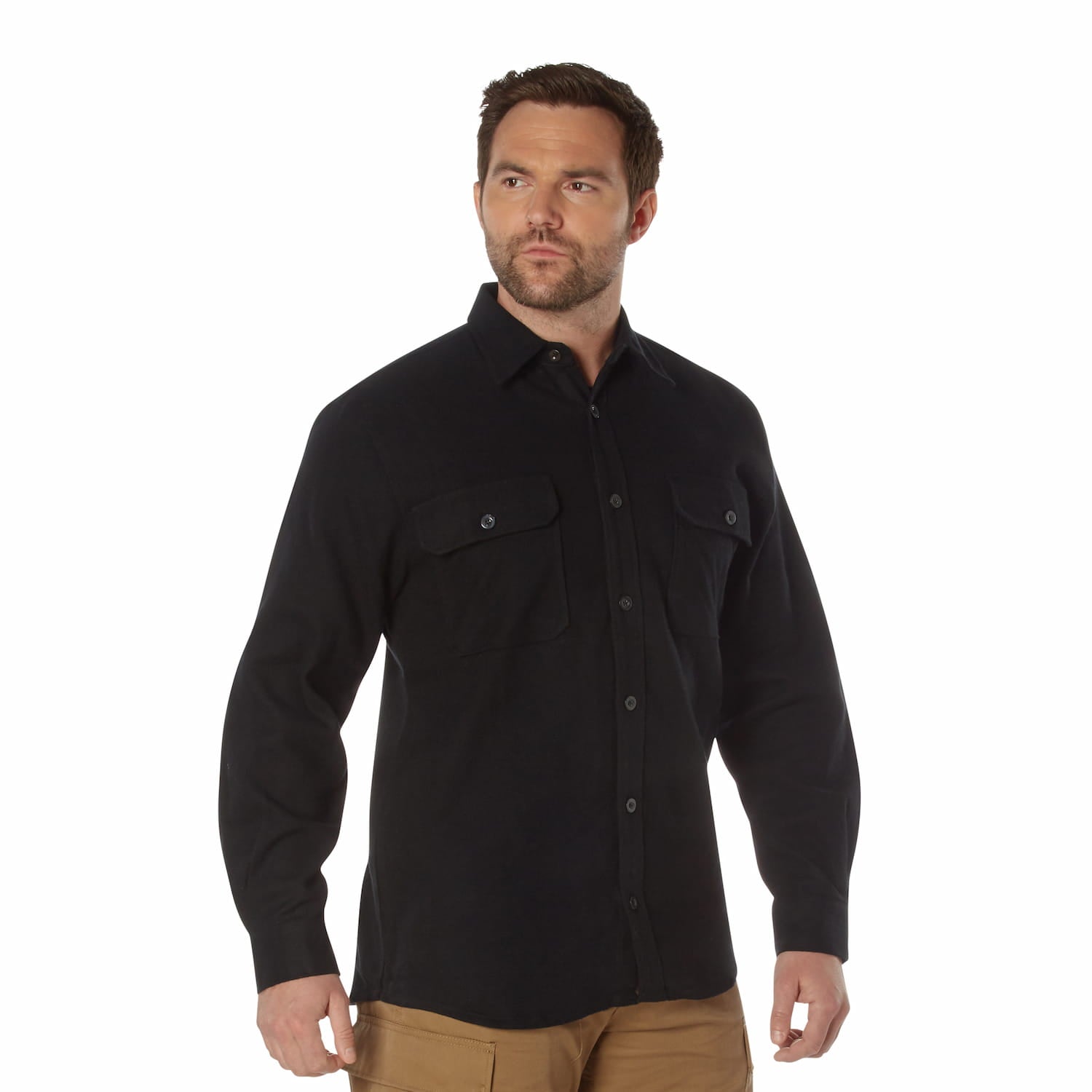 Heavyweight Solid Flannel Button Down Shirt