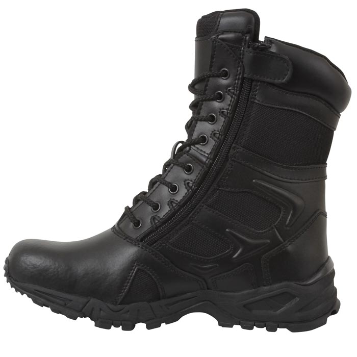 8-Inch Black Zip Tactical Deployment Boot