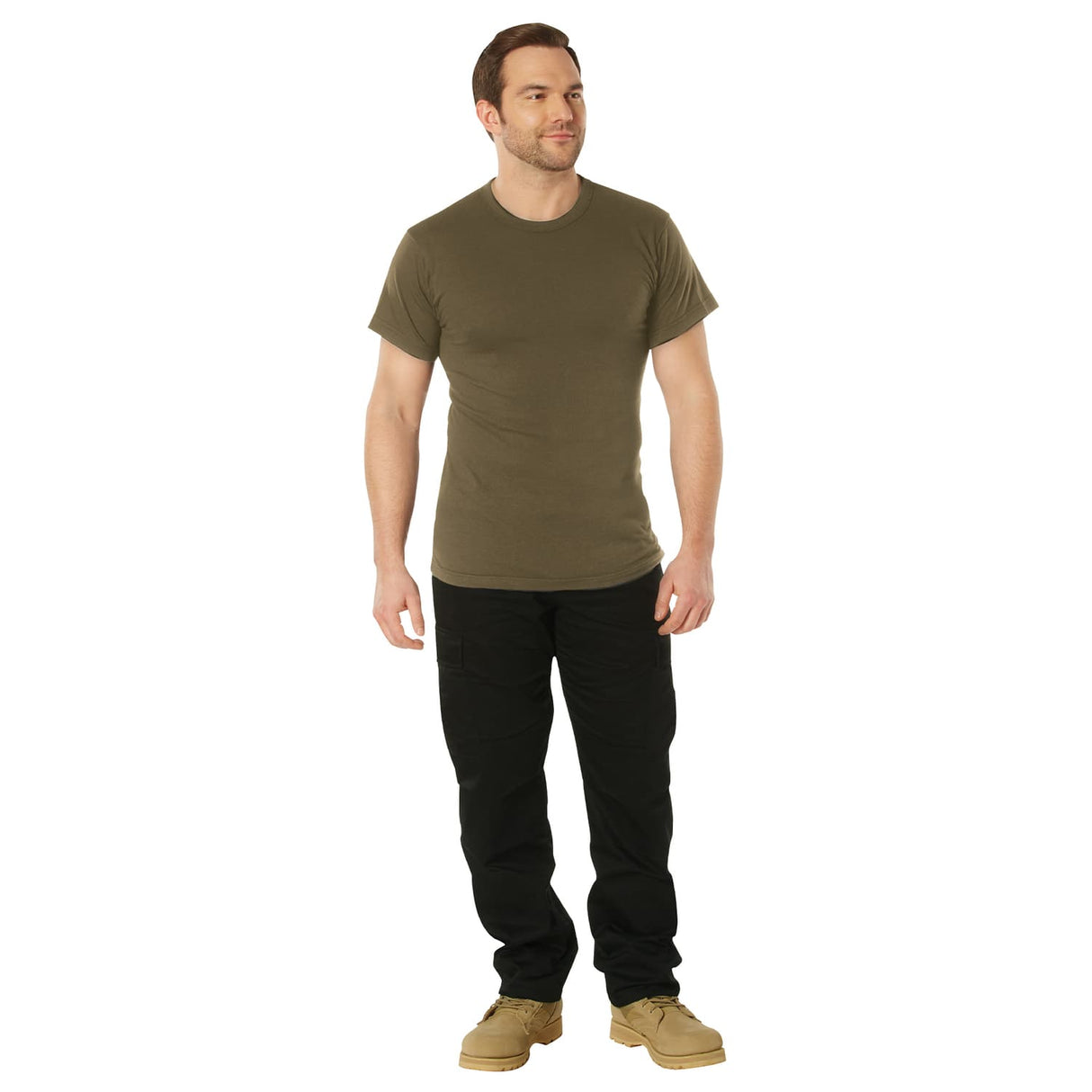 Solid Poly/Cotton Blend Military T-Shirt