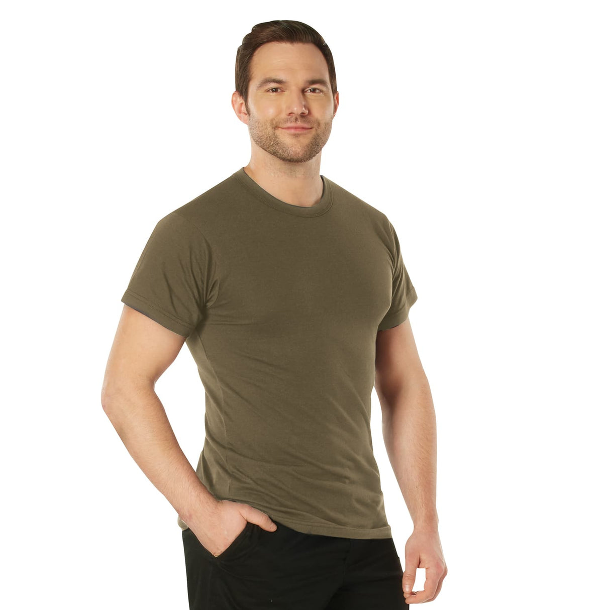 Solid Poly/Cotton Blend Military T-Shirt