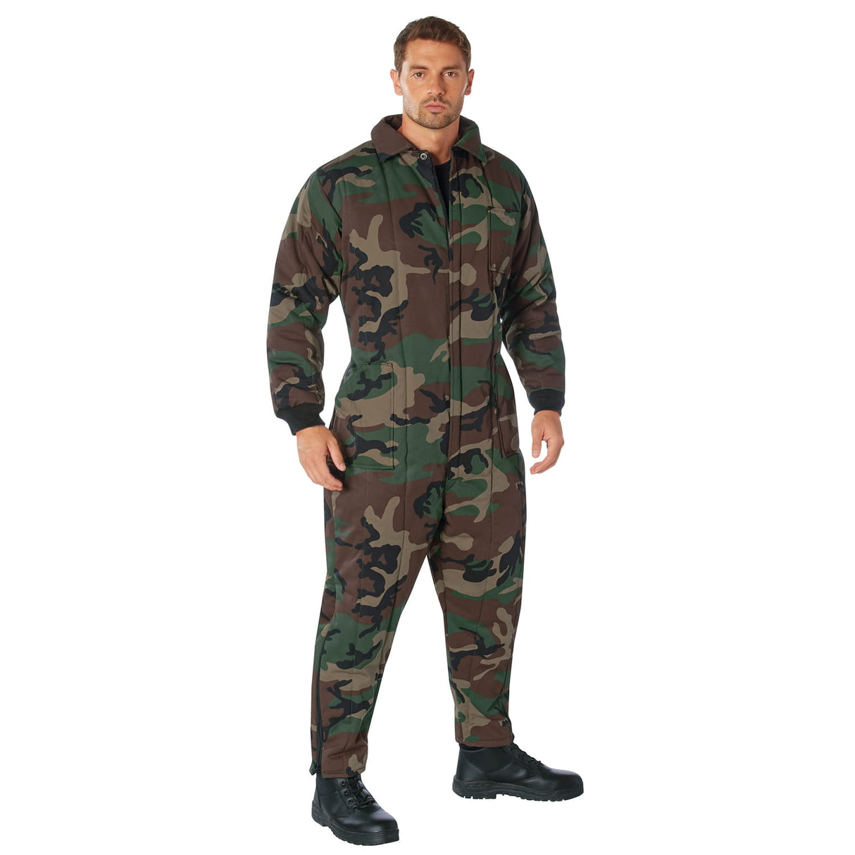 Insulated Woodland Camo Winter Coveralls