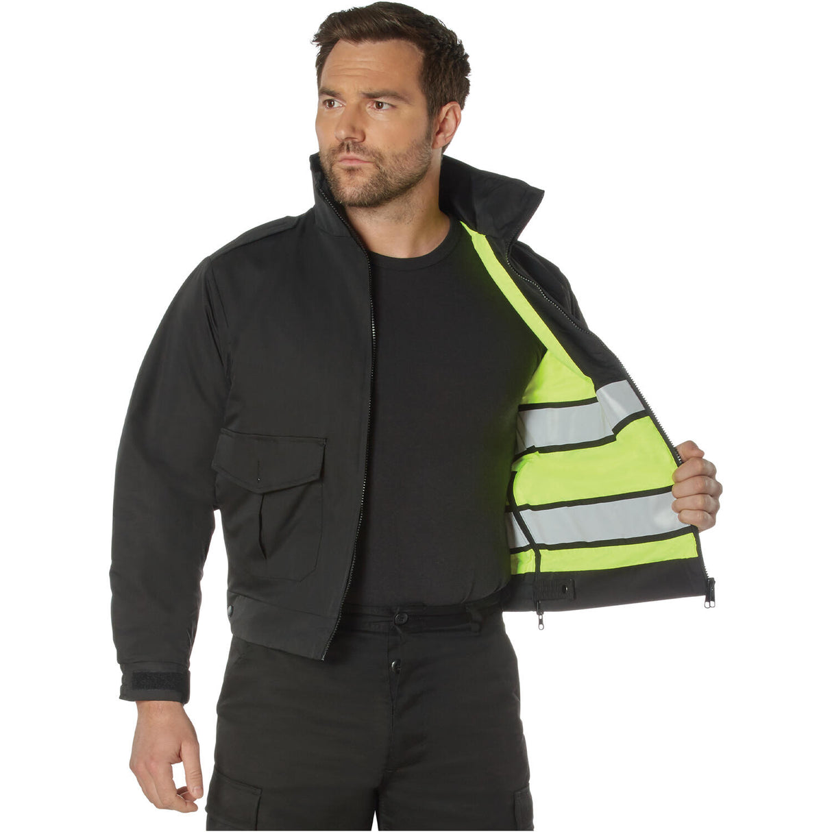 Reversible High-Visibility Green Reflective Work Jacket