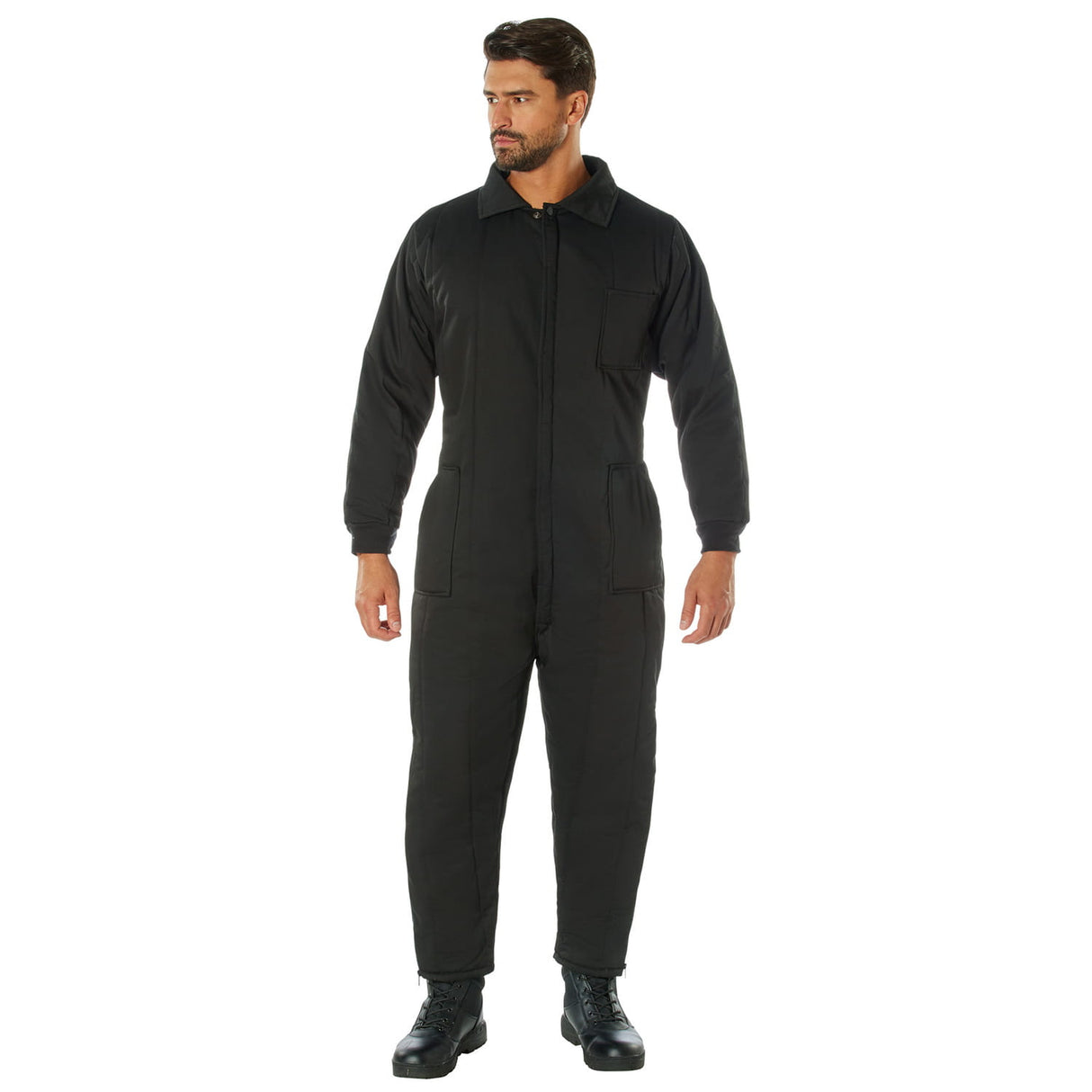 Black Insulated Winter Work Coveralls