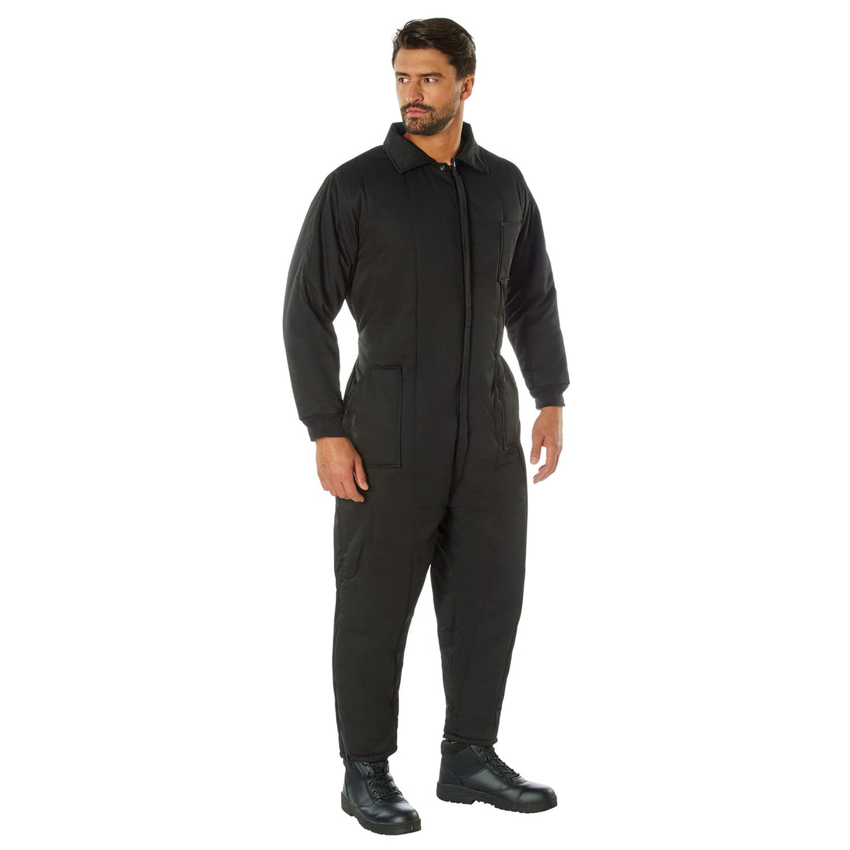 Black Insulated Winter Work Coveralls