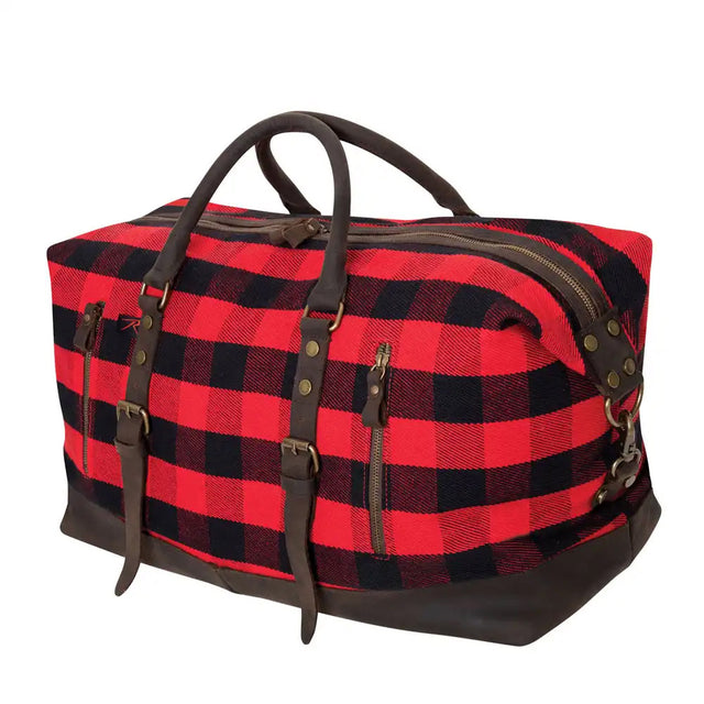 Rothco Red Plaid Extended Weekender Canvas Duffle Bag