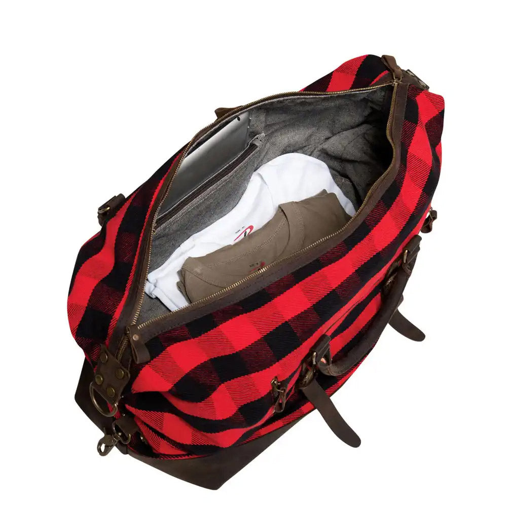Rothco Red Plaid Extended Weekender Canvas Duffle Bag