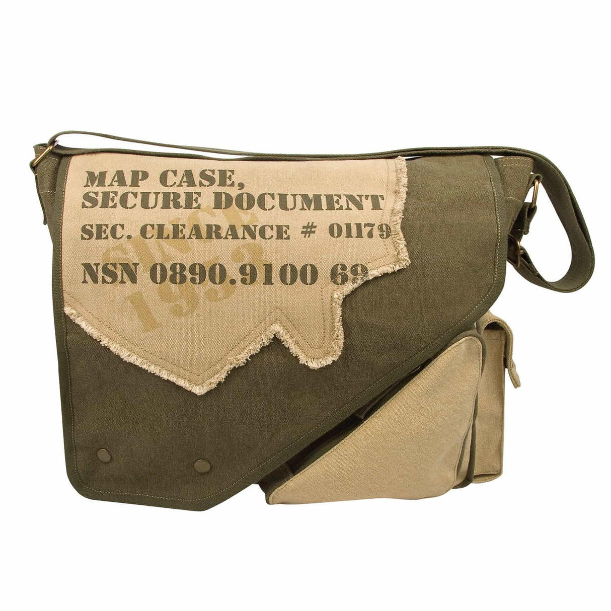 Vintage 2-Tone Canvas Map Case Shoulder Bag