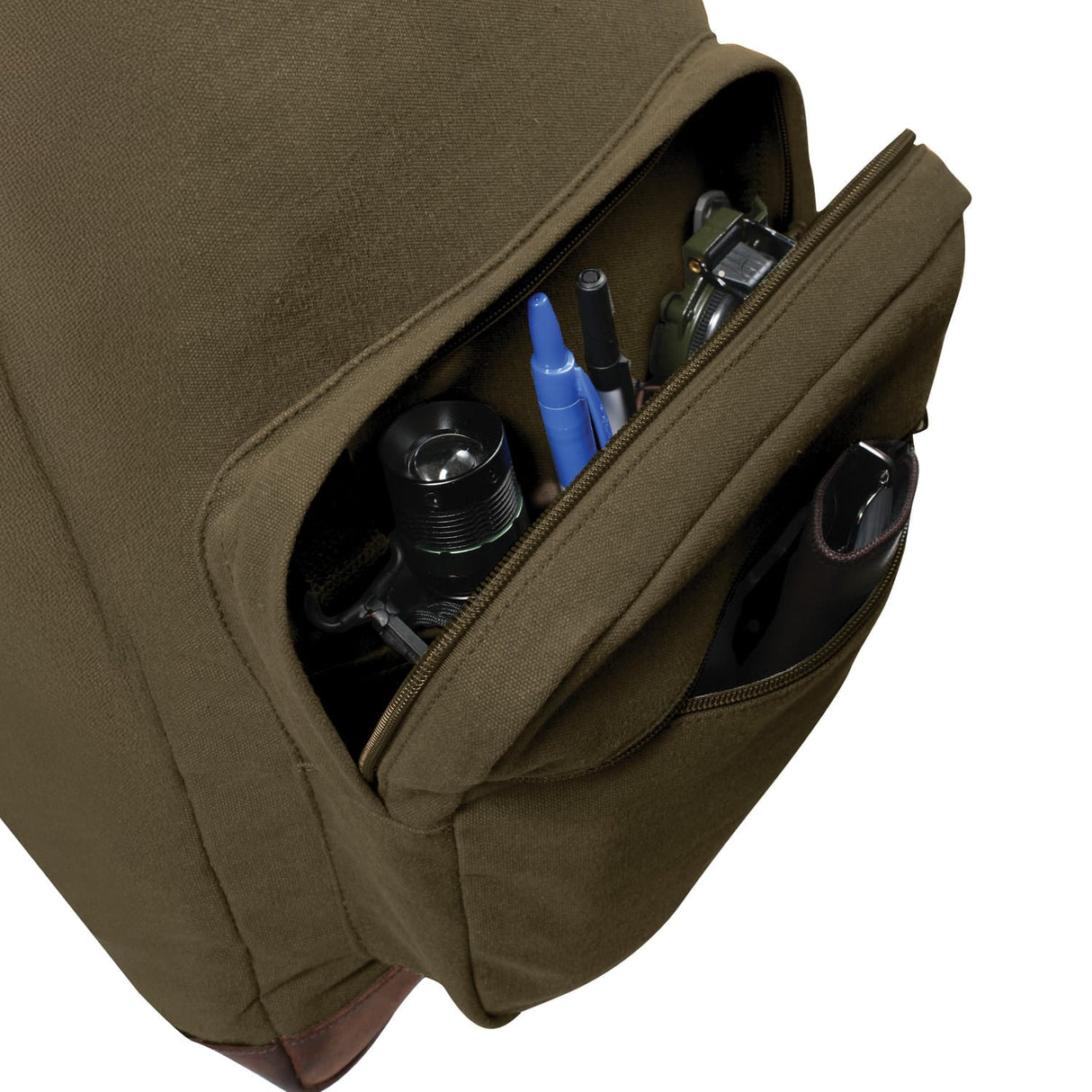 Vintage Olive Drab Teardrop Canvas Backpack