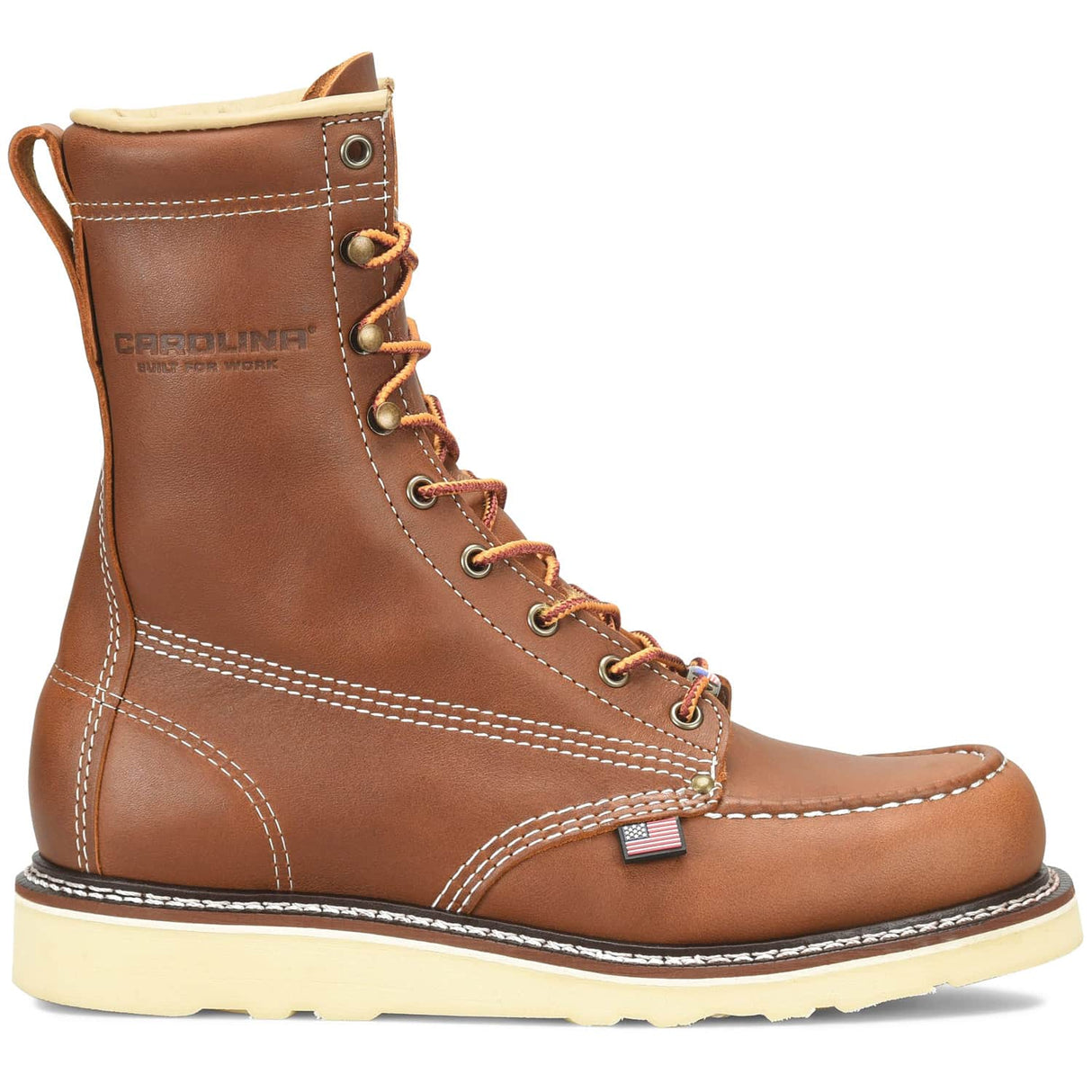 Carolina CA7002 USA 8-Inch Brown Moc Toe Wedge Work Boots