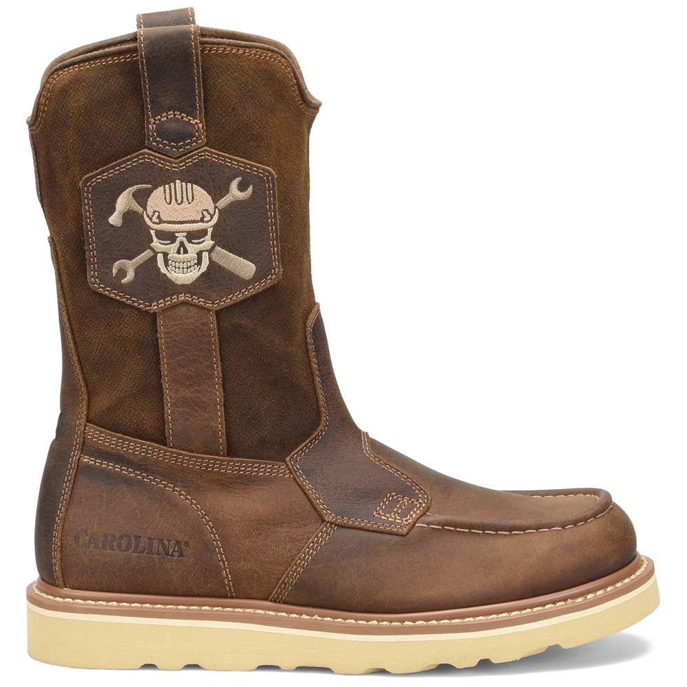 Carolina Flatiron 10-Inch Brown Moc Toe Wedge Pull-On Work Boot