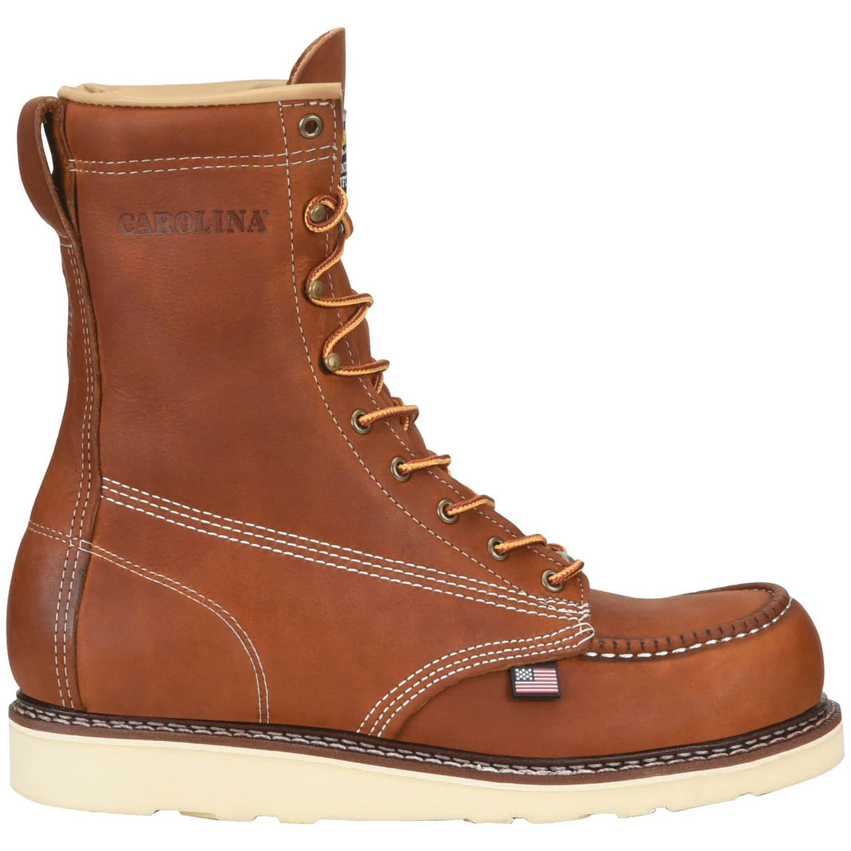 Carolina Amp USA 8-Inch Classic Moc Steel Toe Wedge Sole Work Boot