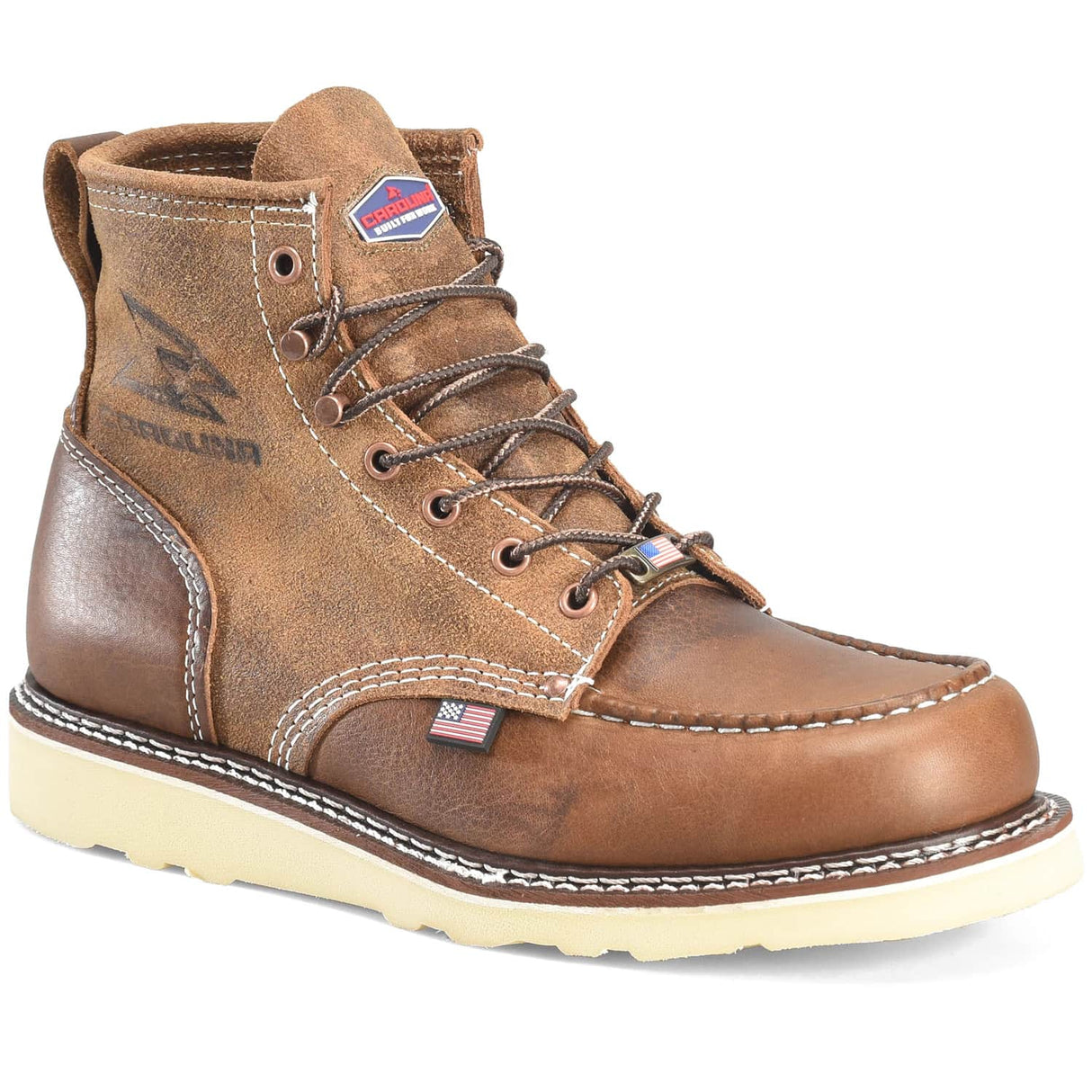 Carolina Amp USA Mid Roughout Moc Steel Toe Union Built Flat Sole Work Boot