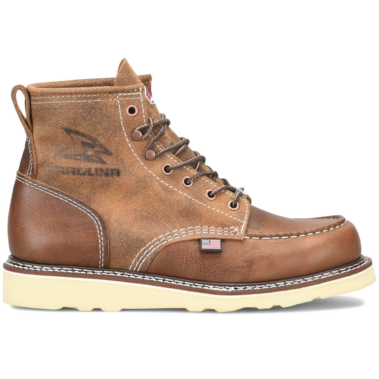 Carolina Amp USA Mid Roughout Moc Steel Toe Union Built Flat Sole Work Boot