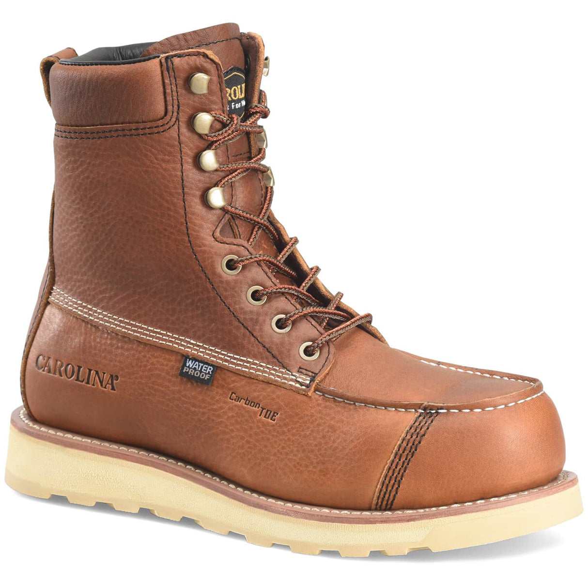 Carolina Staple Gun 8-inch Carbon Composite Toe Waterproof Moc Toe Wedge Sole Men's Work Boot