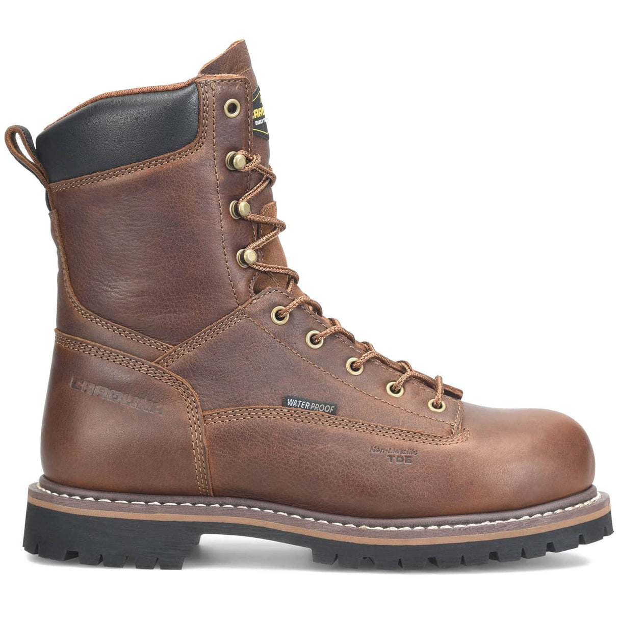 Carolina Grind Brown Men's 8-Inch Safety Lace-To-Toe Waterproof Work Boot