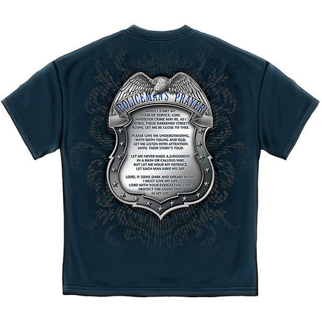 Policeman's Chrome Badge and Policeman's Prayer Blue T-Shirt