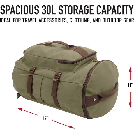 19-Inch Convertible Canvas Duffle Backpack